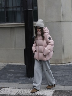 u m由米黑标空气层90白鸭绒防风保暖中长款立领连帽羽绒服外套