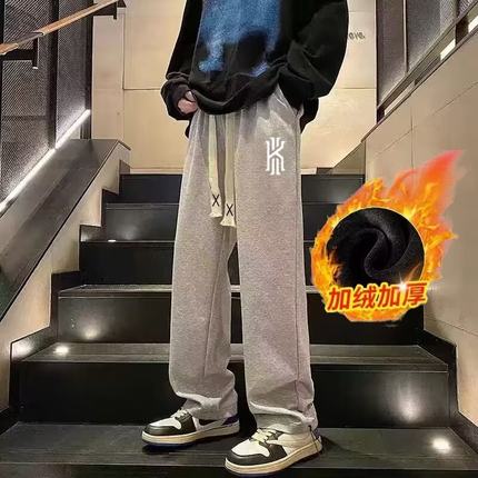 300斤胖子秋冬运动裤男装束脚宽松加绒加厚休闲裤加肥加大码卫裤