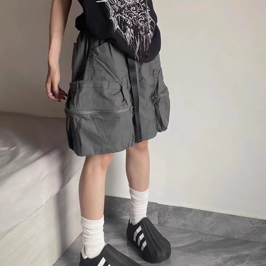 男夏季机能宽松直筒五分休闲裤子