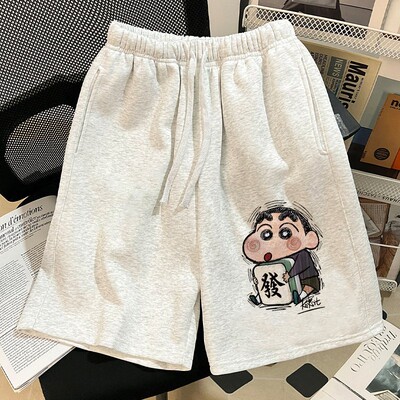 夏季痞帅街头纯棉大码印花情侣短裤新款hiphop休闲运动五分裤子男