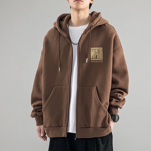 加绒加厚卫衣开衫 百搭外套冬季 300斤连帽宽松上衣男女时尚 特大码