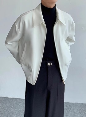 白色cleanfit外套男潮高级感秋季垫肩行政夹克短款开衫拉链棒球服