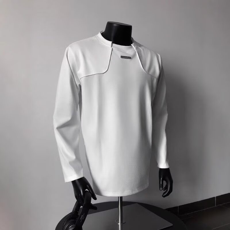 高级感韩系长袖t恤男女春秋设计感白色小众解构卫衣打底衫ins内搭