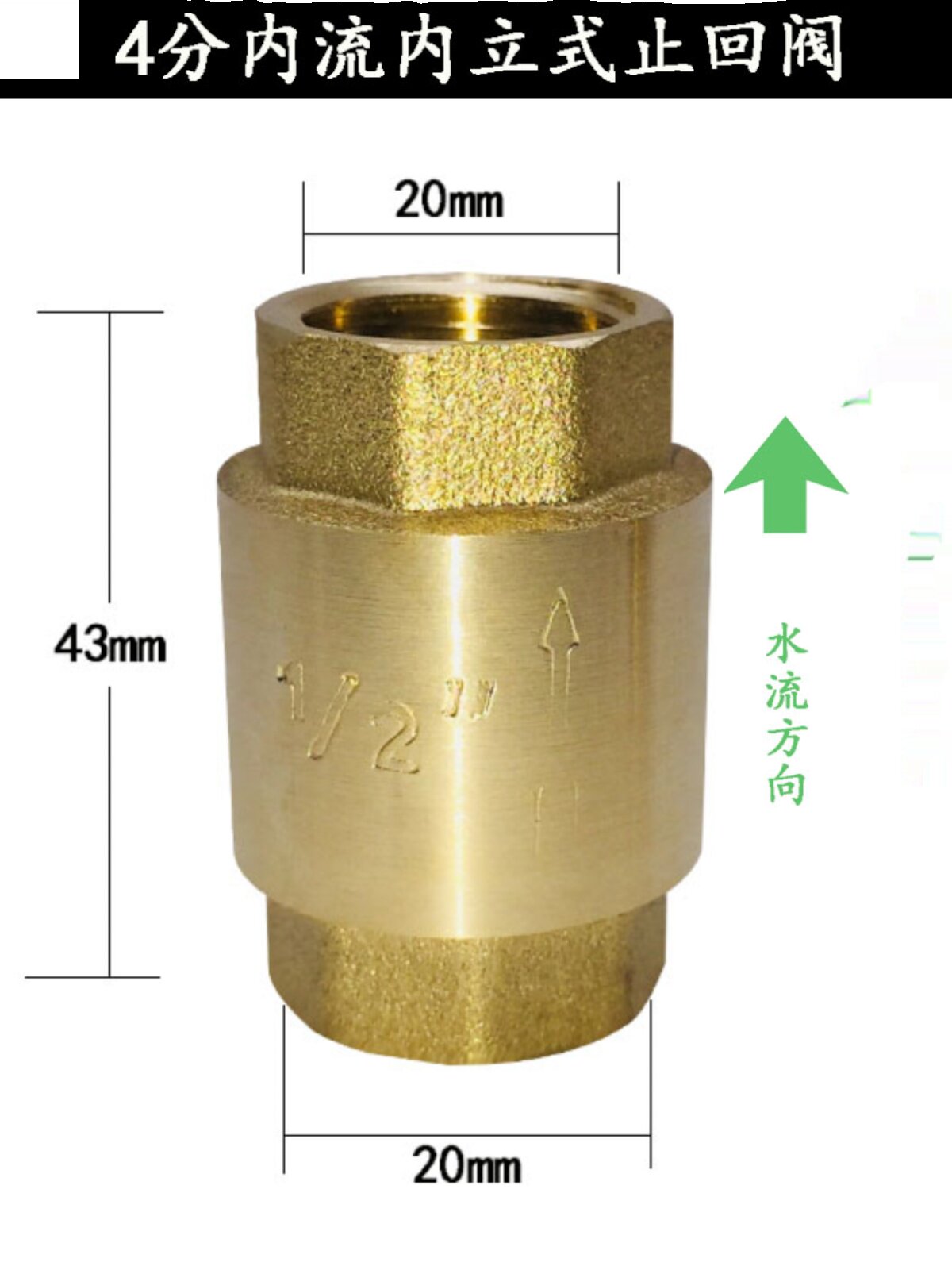全铜单向阀回水阀止水阀弹簧止回阀水泵用6分全自动自来水回流阀