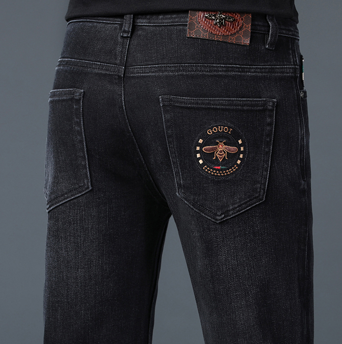 意大利高端黑色牛仔裤男2025秋冬款修身合体小直筒商务休闲长裤子