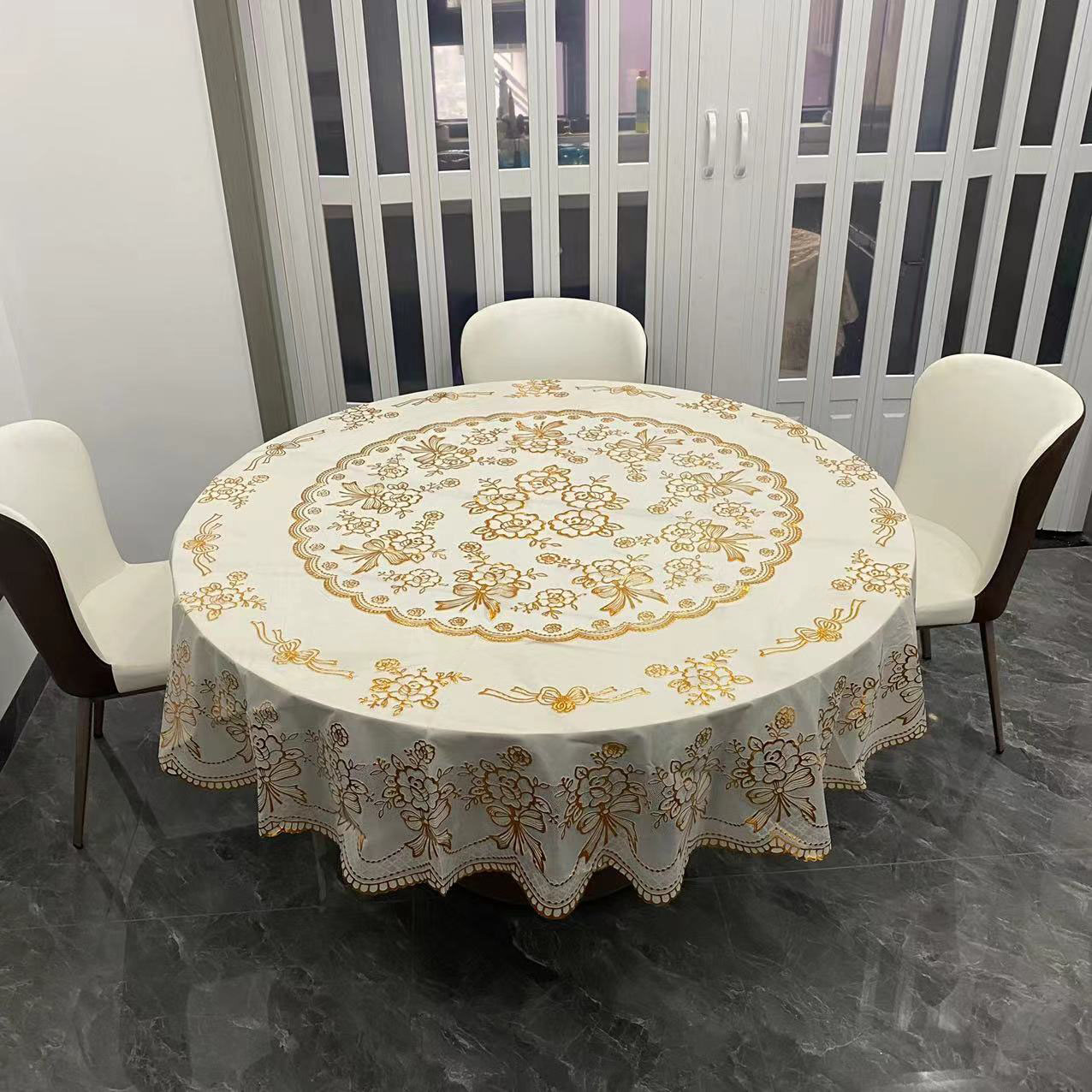 大圆桌布加厚防水防烫防油免洗PVC塑料酒店台布防滑家用欧式餐布