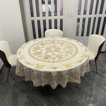大圆桌布加厚防水防烫防油免洗PVC塑料酒店台布防滑家用欧式餐布
