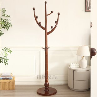 发财树全实木挂衣架落地卧室客厅简约衣架中式衣帽架单杆置物架子