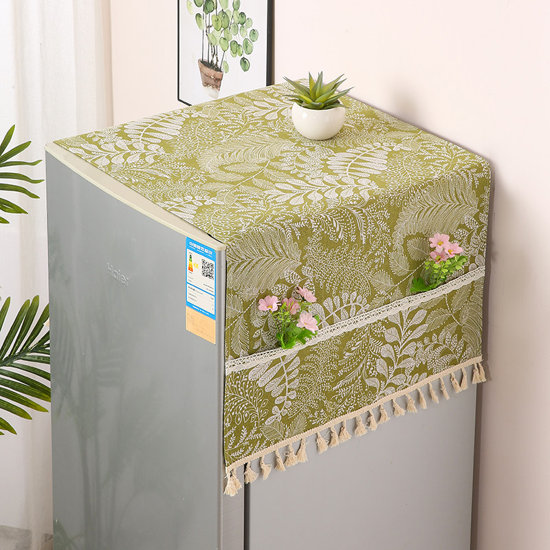 新款吊穗棉麻冰箱防尘罩简约通用型万能盖巾美的海尔单开门冰箱巾