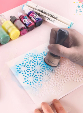 木柄海棉刷手帐STENCIL背景做旧手工工具INK BLENDING贺卡DIY