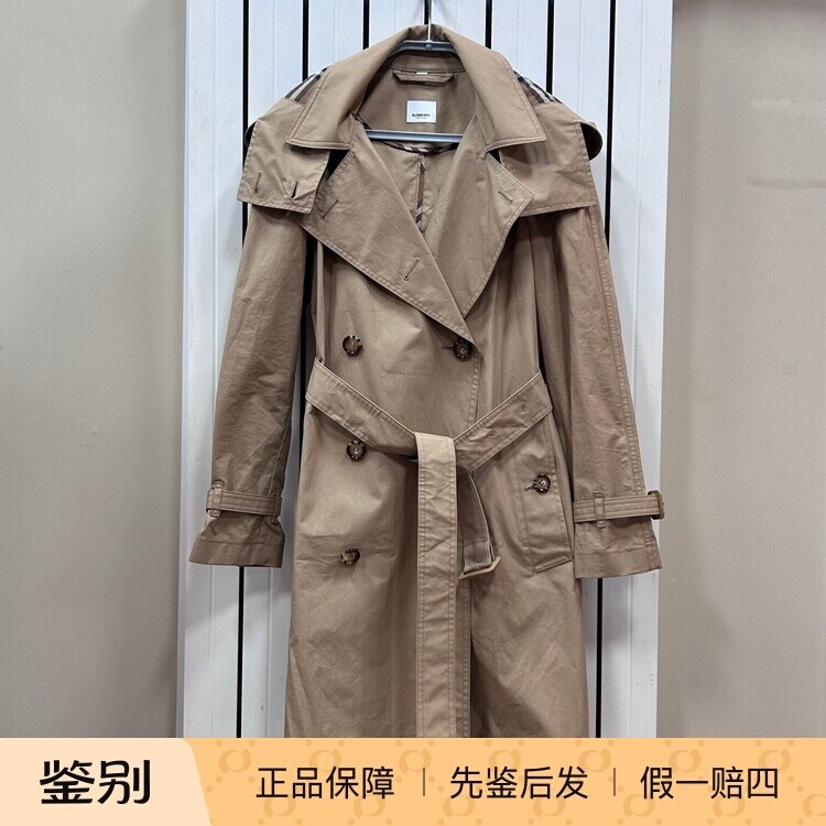 98新博柏利米色长款女士风衣