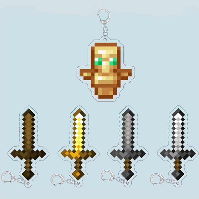 我的世界周边Minecraft钥匙扣钻石剑不死图腾熔岩桶合金武器挂件
