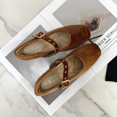 百搭大码时尚丝绒浅口单鞋女41