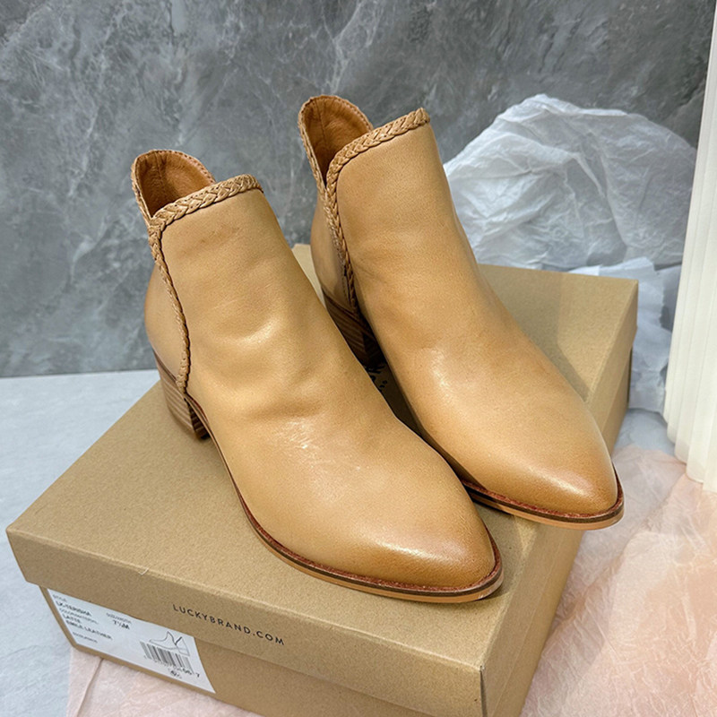 LITERARY STYLE FOREIGN TRADE ORIGINAL SINGLE COWHIDE POINTED TOE CHELSEA BOOTS TEMPERAMENT LEATHER SPRING AND AUTUMN PLUS-SIZE SHORT NUDE BOOTS
