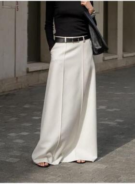 White long skirt 法式白色宽松显瘦高腰百搭休闲拖地半身裙长裙