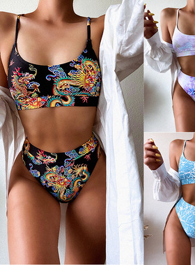 Push up swimwear women 2020 Dragon printed sexy bikini set