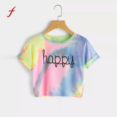 Feitong camisa feminina Summer Women Tee Shirts Gradient
