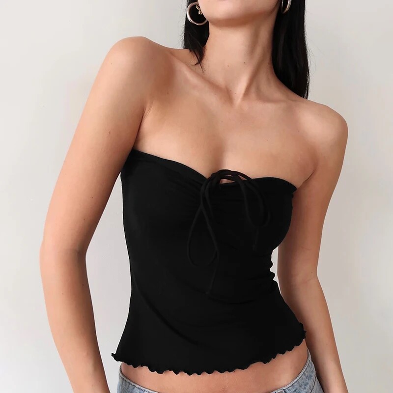 Summer Y2K Bow Sweet Girl Tank Top Women Strapless Tops T恤