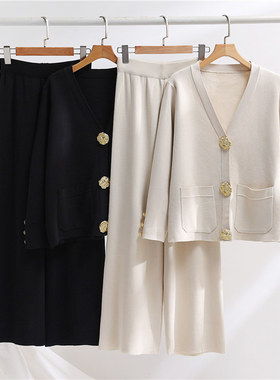 2024 New Fashion knitted tops skirt two piece set 针织套装
