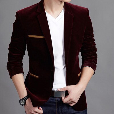 男korean Men one Button slim fit Suit blazer Coat Jacket西服