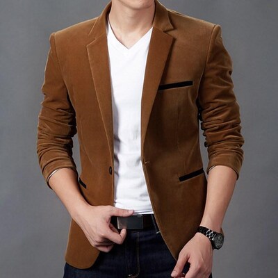 男korean Men one Button im fit Suit blazer Coat Jacket西服