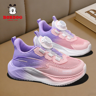 巴布豆女童鞋子2026新款春款网面透气网鞋单网女孩夏季儿童运动鞋