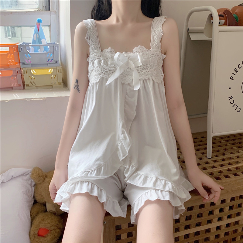 Real price sweet and lovely home clothes can be worn out set fresh cotton pajamas two sets