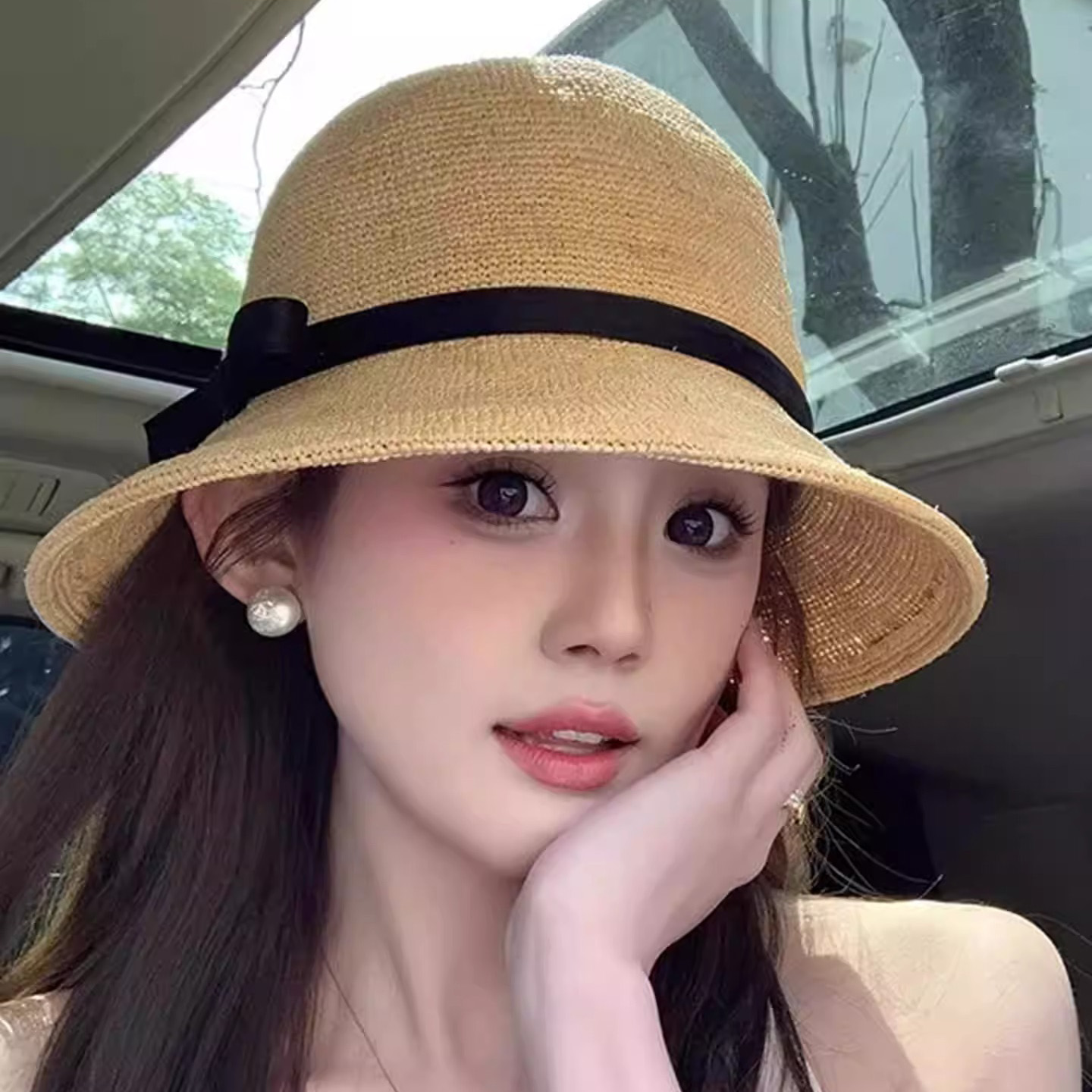 法式拉菲草编帽子女2025新款