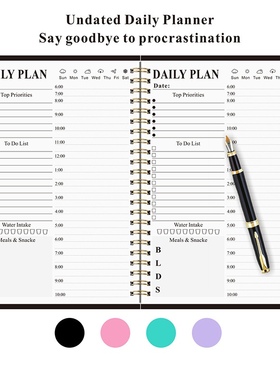 A5 undated daily hourly study planner schedule book agenda