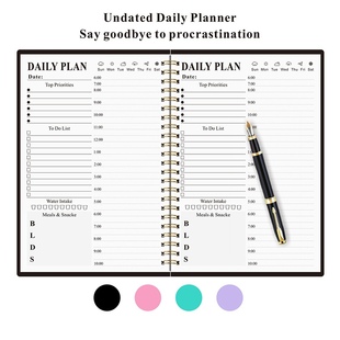 A5 undated daily hourly study planner schedule book agenda
