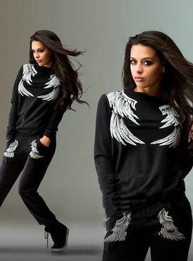 2017winter clothes women sports suit 2pcs hooded pants coats