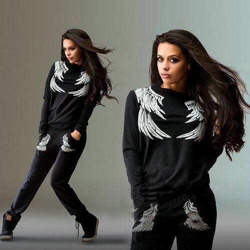 2017winter clothes women sports suit 2pcs hooded pants coats