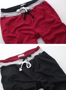 男系带运动裤休闲沙滩中裤七分小脚裤 Men's Summer Sport Shorts