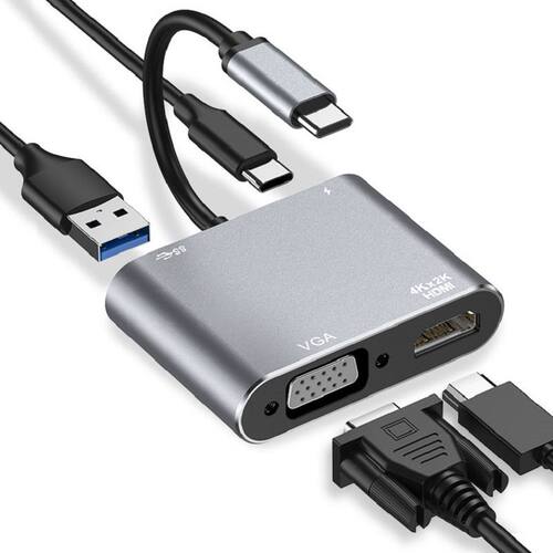 typec转hdmi4k vga3.0集线器清四合一拓展坞适用手机平板电脑投屏
