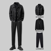 秋季 复古明线通勤外套男士 穿搭一整套 春秋美式 牛仔夹克男2025新款