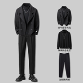 西装 三件套 呢子夹克成熟稳重男装 领毛呢外套男秋冬季 加厚痞帅男装