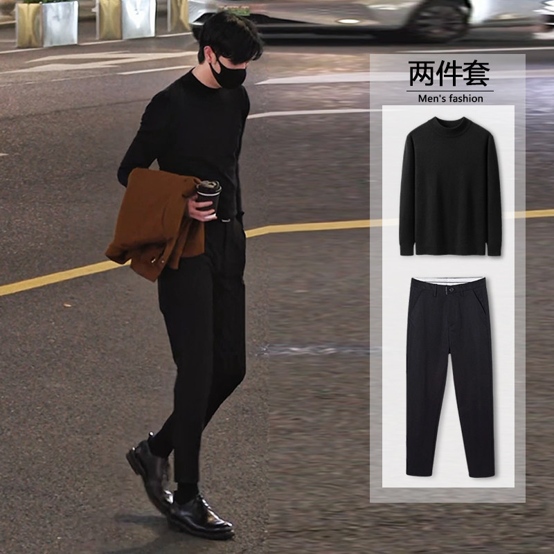 早秋穿搭一整套男士毛衣2025新款秋季套装潮流韩版针织衫毛衣男潮,男装,针织衫/毛衣,淘宝优惠券,粉丝福利购,淘宝优惠卷