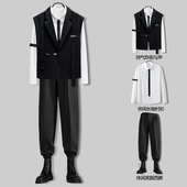 套装 痞帅外套男秋季 马甲潮流无袖 背心坎肩秋季 新款 马夹高级感西装