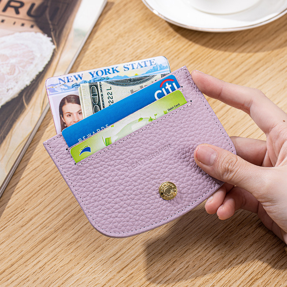 防盗刷卡包女真皮小巧一片式卡套