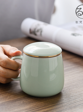 景德镇陶瓷泡茶杯2025新款茶水分离杯个人专用喝茶杯高档水杯套装