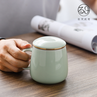 景德镇陶瓷泡茶杯2025新款茶水分离杯个人专用喝茶杯高档水杯套装