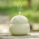 加油鸭迷你茶叶储存罐小号便携密封防潮陶瓷摆件旅行随身茶罐定制