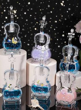 小提琴蓝牙飘雪音乐盒八音盒水晶球送女友闺蜜朋友生日礼物情人节