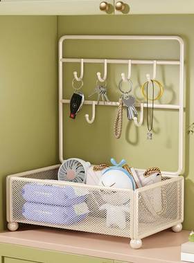 玄关钥匙收纳摆件入户门口装饰盒鞋柜上的置物架桌面挂墙整理神器