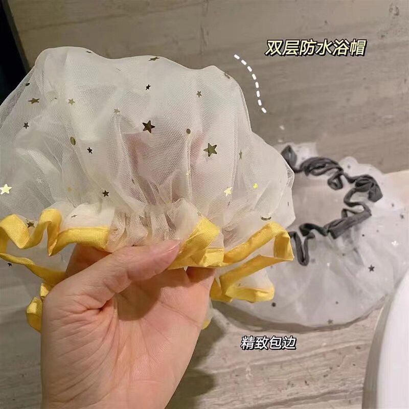 超少女！梦幻星星浴帽时尚双层网纱防水沐浴洗澡头套焗油帽子女士|msdalam kategori keluarga/Alat Pembersihan peribadi, Peralatan pembersihan penjagaan diri, topi mandi - dari Buy2taobao.com untuk memberikan perkhidmatan ejen Taobao profesional membeli