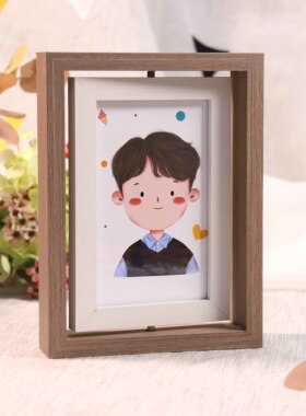 相框摆台旋转双面照片定制打印洗照片做成6寸7寸8寸实木美式木制