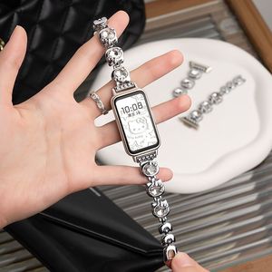 适用华为手环10NFC版表带987凯蒂荣耀手环9腕带金属镶钻链式KT猫