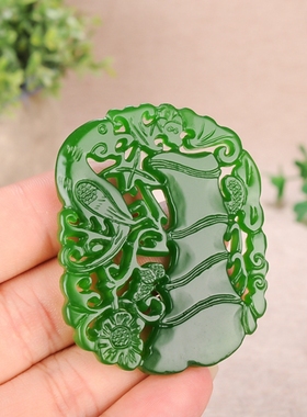 玉石匠和田碧玉镂空雕节节高升玉坠福在眼前吊坠男女时尚挂件玉佩