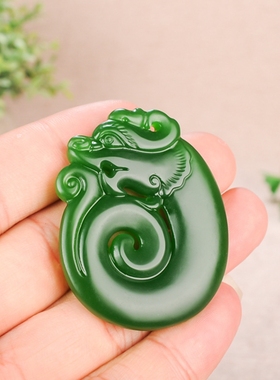 玉石匠和田玉碧玉仿古生肖龙吊坠霸气龙牌玉坠玉龙男女款玉佩挂件