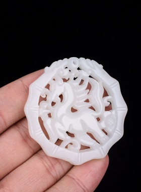 玉石匠新疆和田玉生肖马吊坠飞马玉坠马上有福马到成功玉佩男玉牌